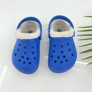 Crocs Classic Lined Clogs Kids Toddler Size 7 Blue Rubber Slip On Shoes